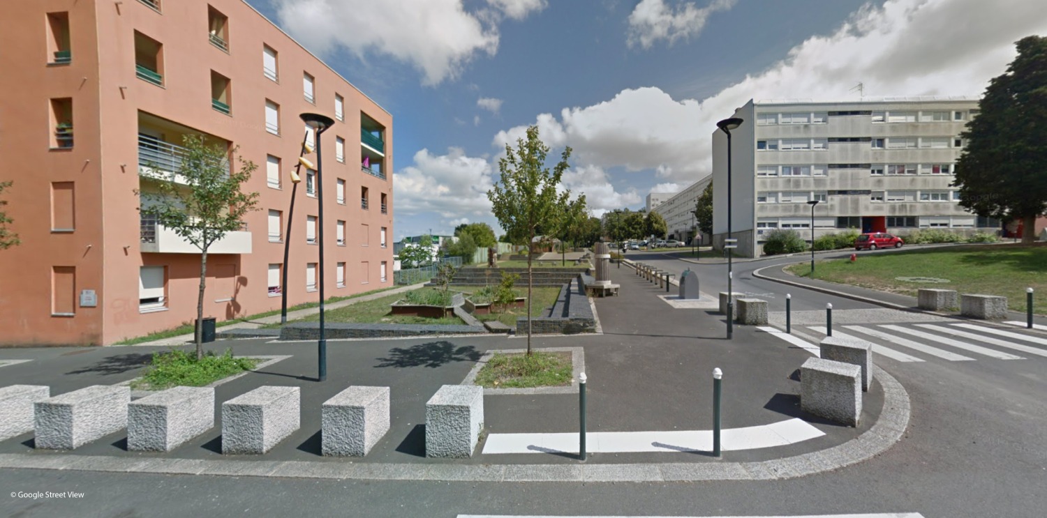 Child-friendly linear street park (before)